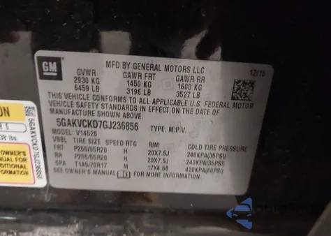 2016 Buick Enclave Premium из США, поврежденный, VIN 5GAKVCKD7GJ236856